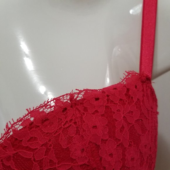 Victoria's Secret babydoll 36C sheer chiffon push-up floral lace eyelash trim - Picture 7 of 16